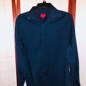 Alfani Stretch Dark Blue Casual Shirt